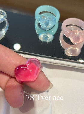 现货tver acc韩代果酱梅子色细闪彩色多巴胺戒指女小众设计感指环
