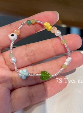 现货Tver acc韩国进口甜心多巴胺手链黄色蝴蝶结糖果串珠女小众