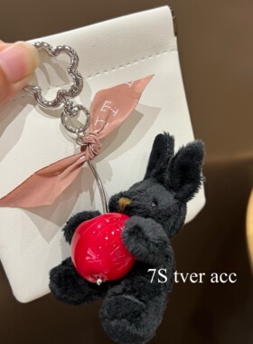 现Tver acc 韩代小黑兔抱樱桃包包挂件 可爱蝴蝶结钥匙扣配饰