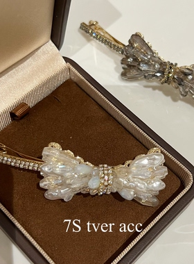 现韩代欧尼设计师手工设计水晶蝴蝶结发夹边夹刘海夹 发饰