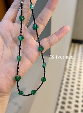 【现】tver Acc韩代绿藤青爱心项链 锁骨链 低调 可叠加戴
