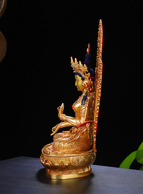 白度母佛像摆件纯铜全鎏金仿尼泊尔藏传密宗佛台供奉观音菩萨佛像