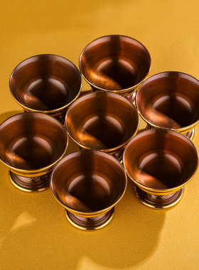 铜杯复古供水杯高脚西藏供水碗供具用品铜水杯大中小号5款