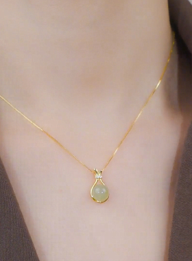 秋冬和田玉钱袋项链女拍下减5元