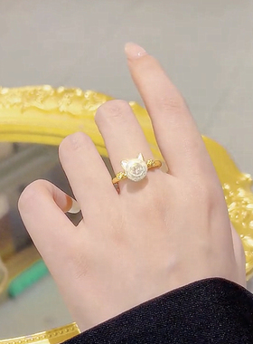 招财猫时尚可旋转个性开口戒指