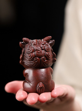 宜兴紫砂茶宠元宝龙茶桌面玩家居茶盘摆件可爱风手把件茶具配件