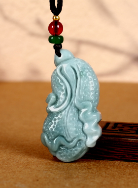 天然翡翠白菜吊坠招财带证书