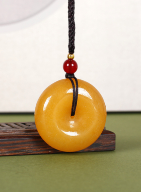 天然黄龙玉吊坠玉石平安扣项链玉佩挂件男女款黄色项链挂件配饰