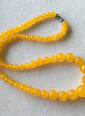 天然石英岩玉项链黄玉塔珠项链项链特价包邮妈妈女友礼物