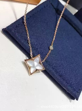 驴家高版本菱形贝母项链镀18K四五花四叶草手链轻奢耳钉戒指套装