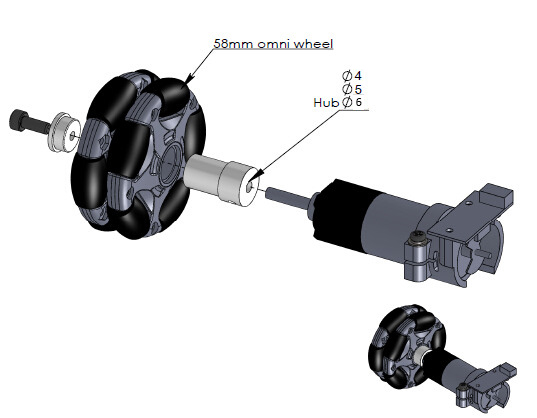 58mm尼龙福来omni wheel机器人ROS小车全向轮子LEGO乐高NXT14135-图2