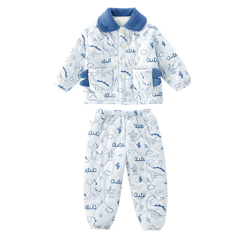 男童睡衣套装秋冬款法兰绒三层夹棉儿童珊瑚绒加绒加厚保暖家居服,淘宝优惠券,粉丝福利购,淘宝优惠卷