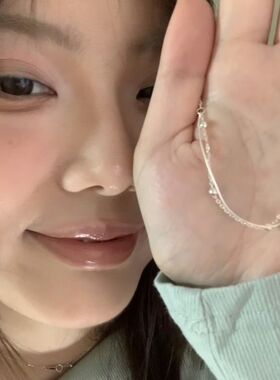 简约双层手链女小圆珠手串小众设计2026学生森系蛇骨链细手链饰品