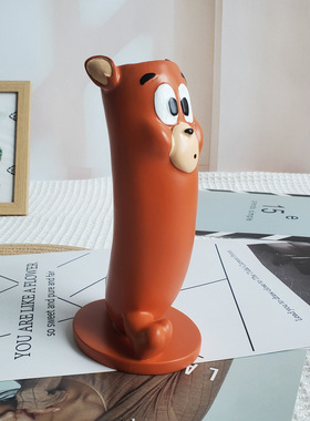 卡通变形小老鼠花瓶插花水培装饰汤姆猫花瓶猫和老鼠花瓶树脂摆件