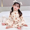 DeRong Warm Children's Home Clothing Underwear Set for Big Children Autumn and Winter Long Sleeve Pajamas for Boys and Girls Bottoming Autumn Clothes