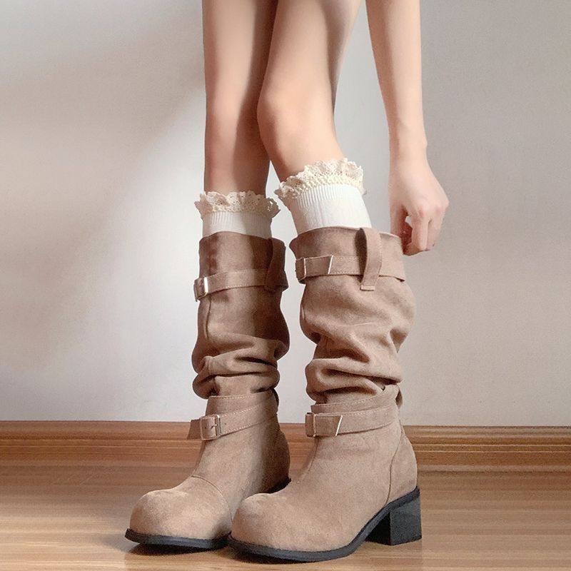 奶白色花边小腿袜子配长靴日系麻花堆堆袜女秋冬百搭及膝中筒长袜,淘宝优惠券,粉丝福利购,淘宝优惠卷