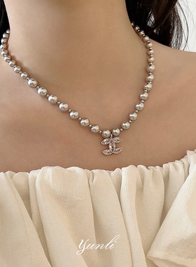 锆石珍珠项链小香风秋冬锁骨链