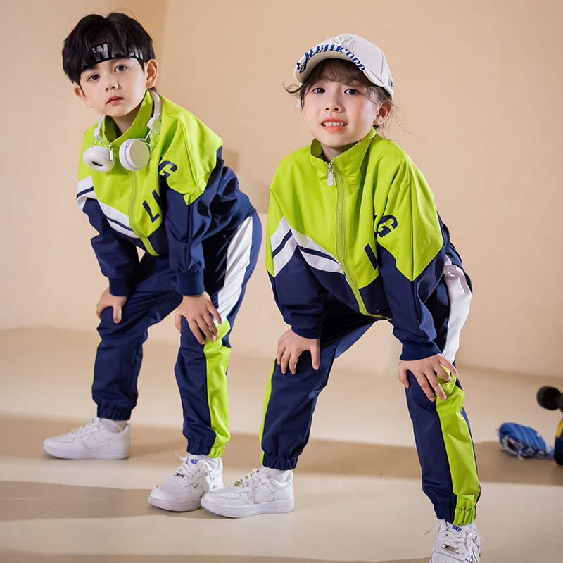 校服套装小学生春秋款运动会一二年级潮服绿班服三件套幼儿园园服 - 图2