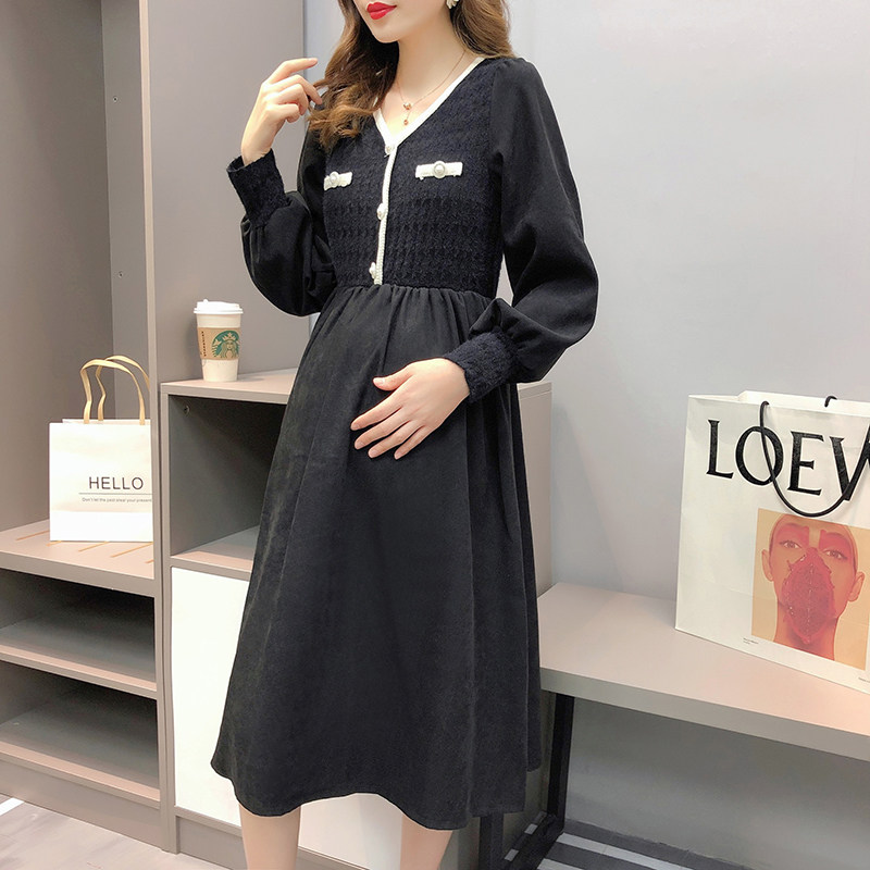 孕妇春装气质小香风孕妇裙春连衣裙 依来恩连衣裙