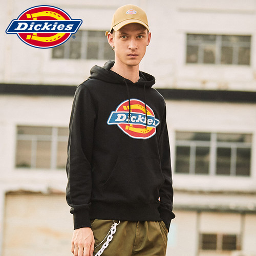 Dickies印花加绒连帽卫衣男士秋冬新品潮牌宽松上衣女帽衫9473a - 图0