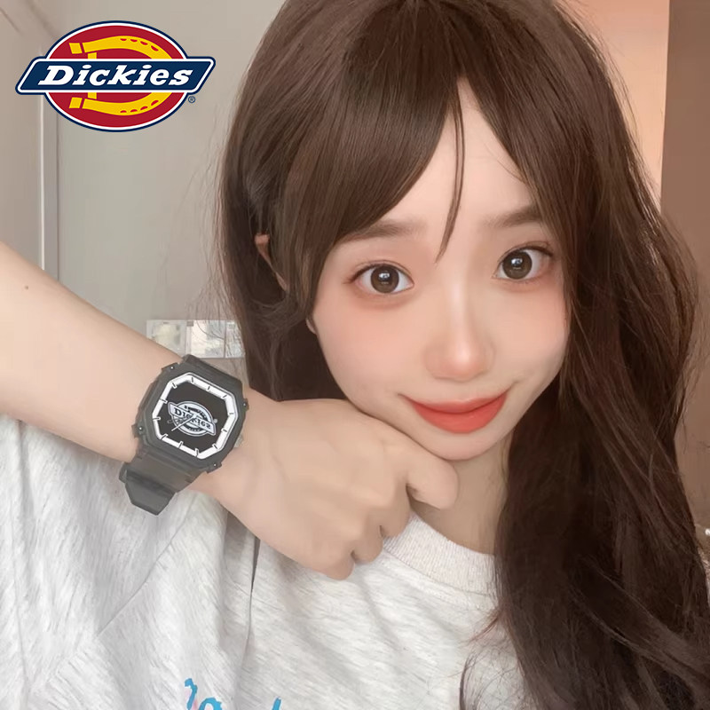Dickies官方店正品手表女果冻学生方块硅胶运动表男情侣石英表318