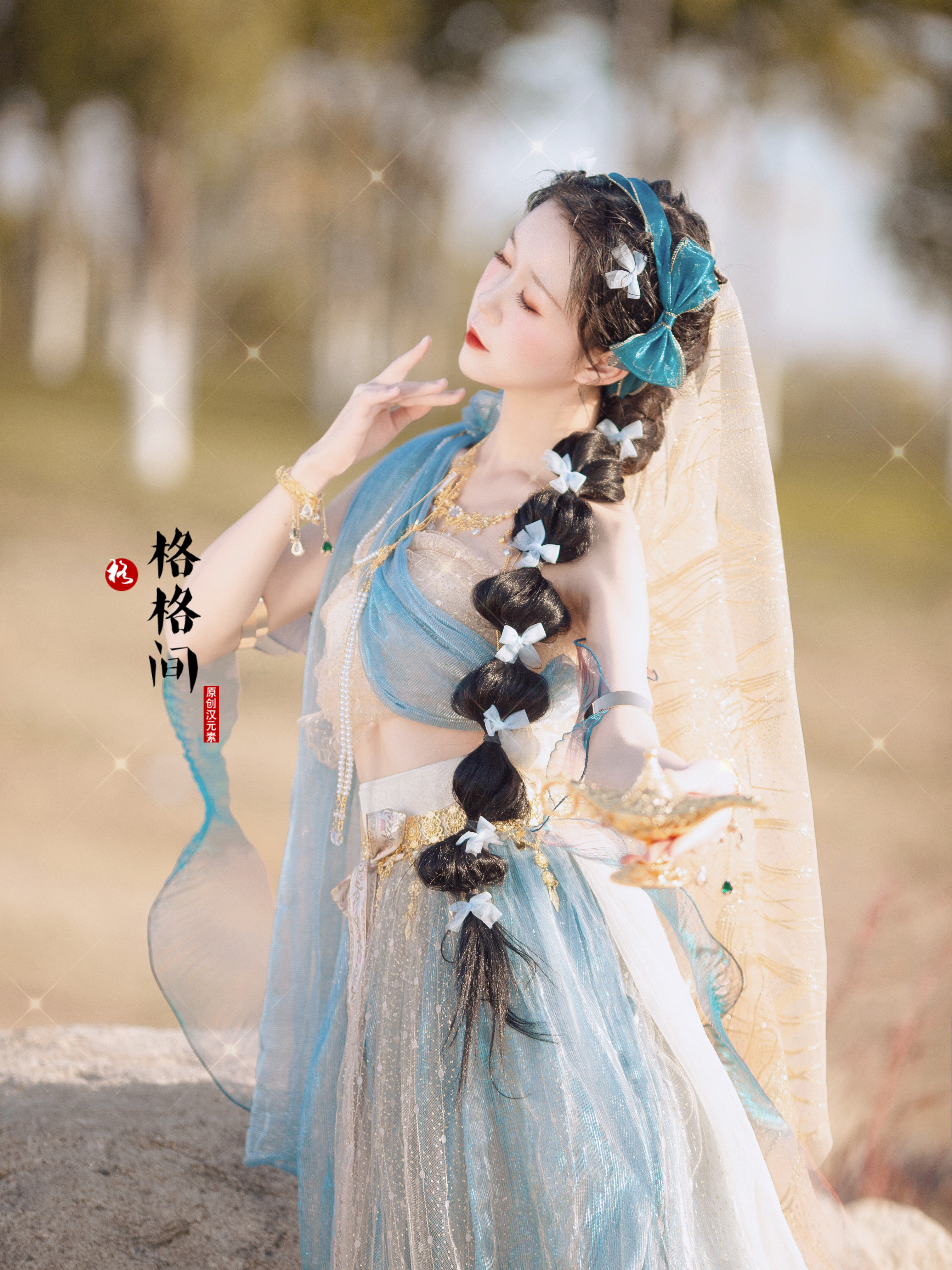 格格间原创【茉莉公主】汉元素改良童话蓝色阿拉丁飞天敦煌沙漠 - 图2