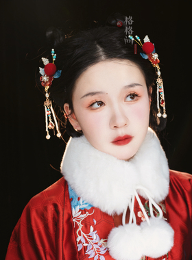 格格间秋冬保暖毛绒围脖女古风