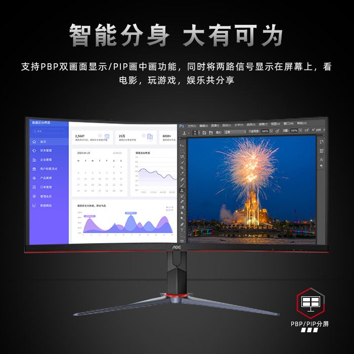 AOC曲面高刷电竞游戏34英寸带鱼屏21:9电脑4k165hz液晶CU34G3X-图2