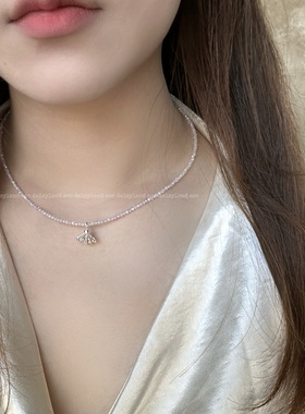 【月光鸢尾】Daisyland原创浅紫色极细锆石烟花吊坠项链纯银