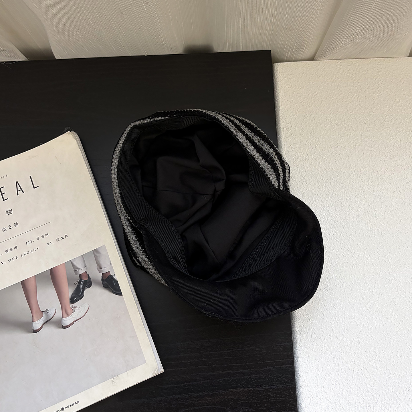 新款复古条纹针织鸭舌帽女修饰脸型秋冬保暖护耳短檐百搭堆堆帽,淘宝优惠券,粉丝福利购,淘宝优惠卷