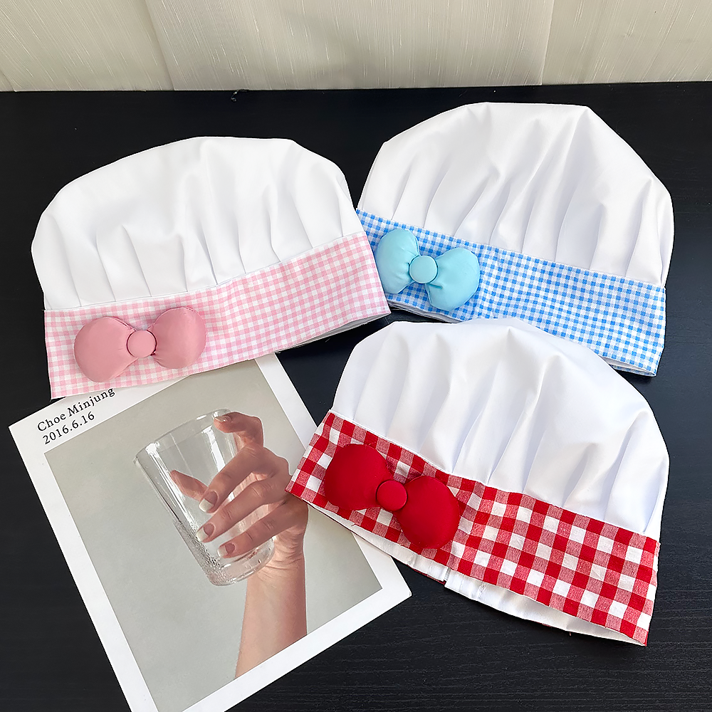 杨超越同款格子蝴蝶结厨师帽子女夏季可爱拍照道具料理鼠王套头帽,淘宝优惠券,粉丝福利购,淘宝优惠卷