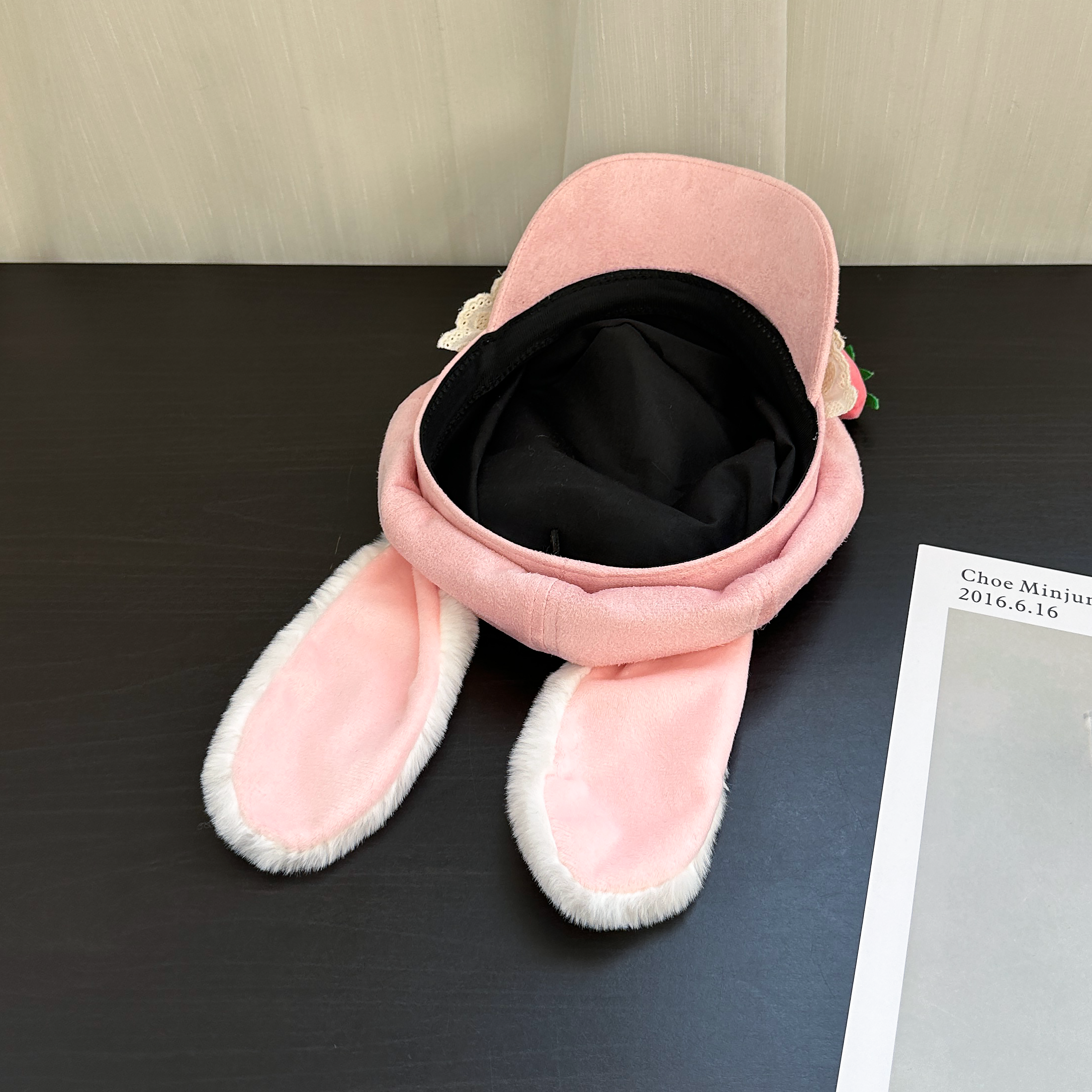 原创可爱草莓小兔耳朵八角帽子女亚文化宅系y2k个性显脸小贝雷帽,淘宝优惠券,粉丝福利购,淘宝优惠卷