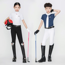 Spring Summer Children Equestrian Horse Riding Pants Riding Pants Elastic Fabric Abrasion Resistant Children Riding Kit Equestrian Pants White Race