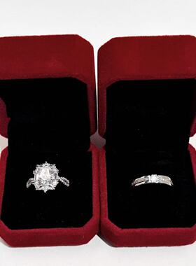 莫桑石戒指 仿真婚戒对戒鸽子蛋风格情侣戒指奢华高级感交换仪式