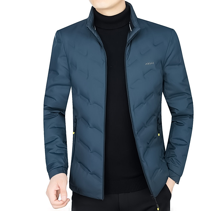 啄木鸟男士羽绒服冬季短款男中年商务休闲白鸭绒轻薄立领保暖外套