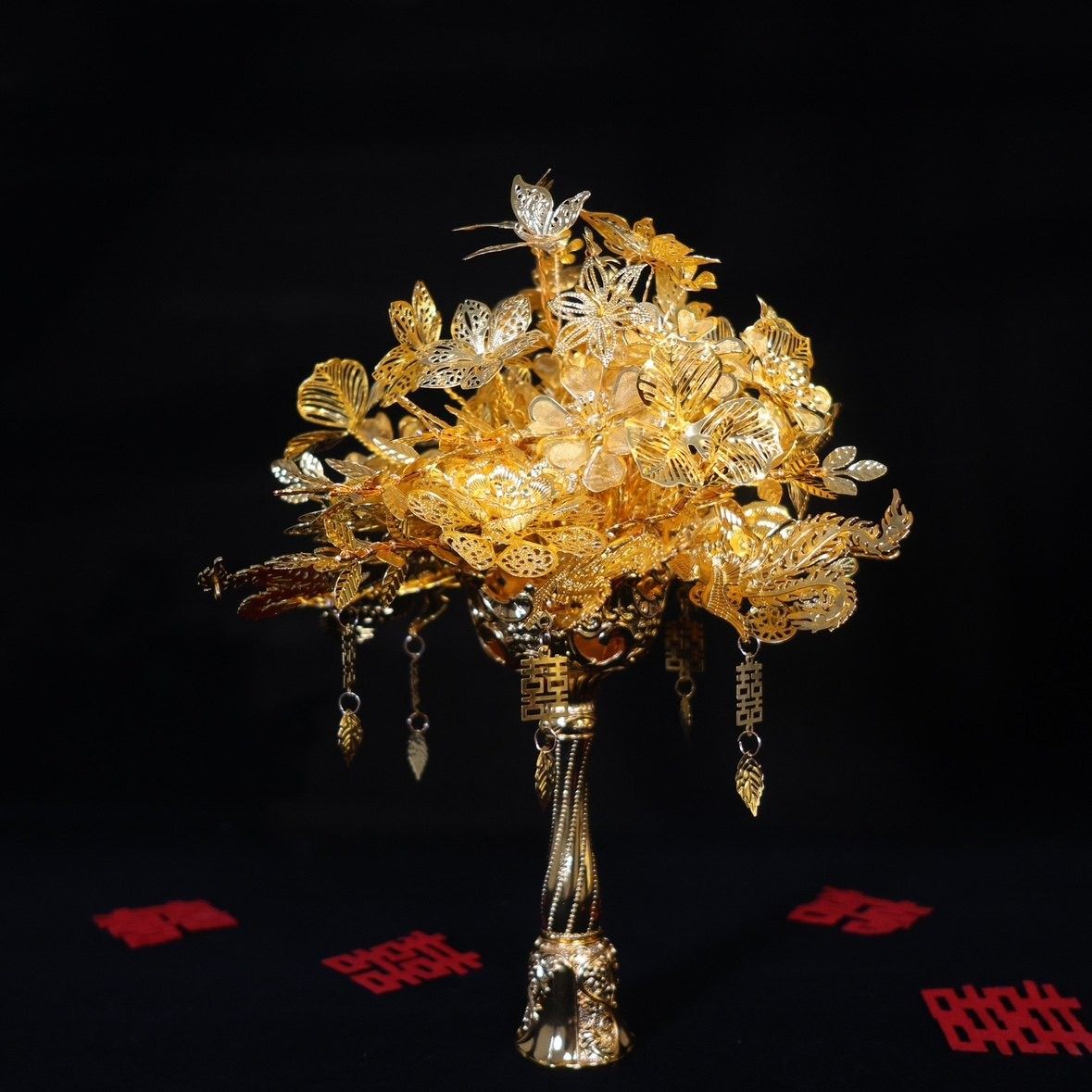 朱雀记黄金色手捧花新娘结婚礼物手工DIY团扇新婚中式秀禾服高级,淘宝优惠券,粉丝福利购,淘宝优惠卷