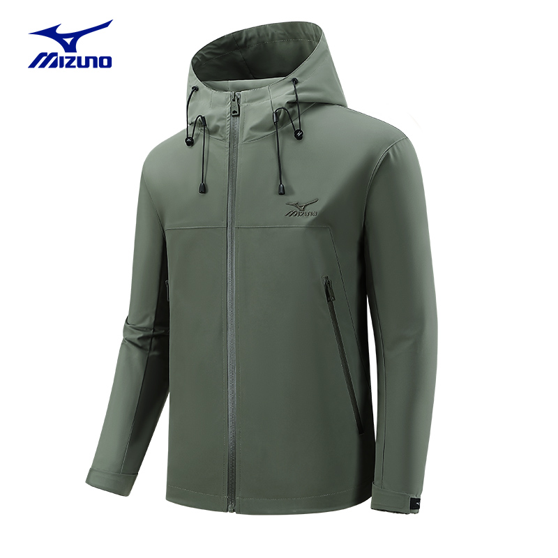 Mizuno/美津浓男士外套春秋季防水连帽冲锋登山衣服户外休闲夹克-图3