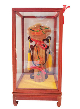 桃木景泰蓝如意玻璃罩