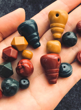 天然阿拉善红绿灯老型桶珠八棱
