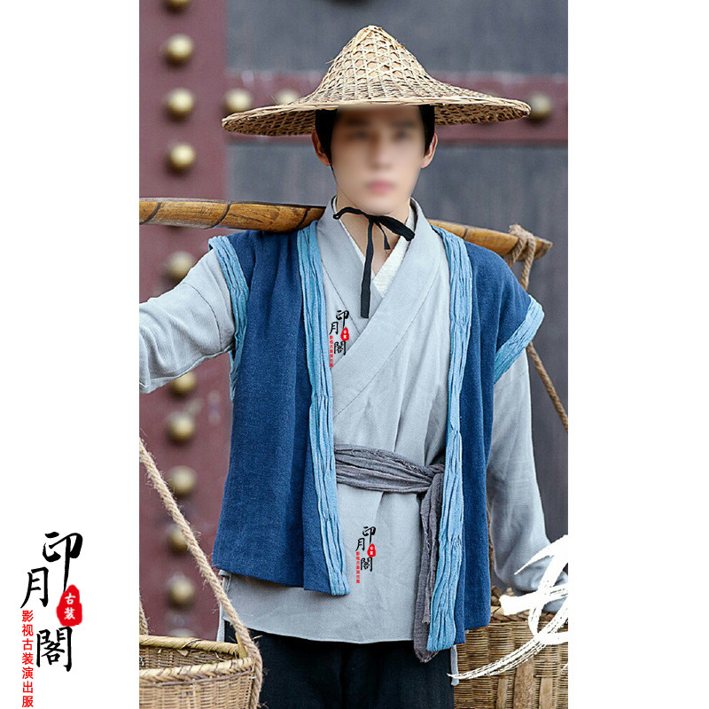 春秋唐朝宋朝明朝男士汉服古代棉麻店小二老百姓群演路人农民古装