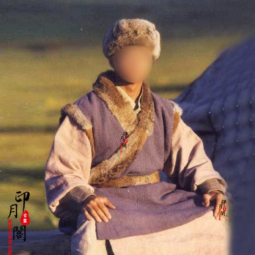 男汉服蒙古袍少数民族男士带毛古装侠客服男剑客服沙漠草原勇士服 - 图3