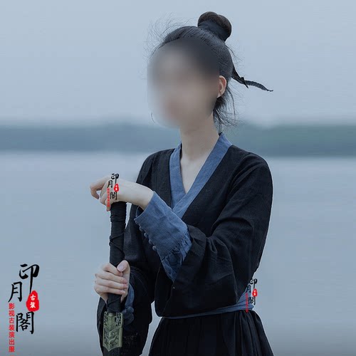 影视魏晋唐朝宋朝明制女士汉服黑色女侠古装蒙面黑衣人刺客夜行衣 - 图1
