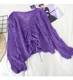 V-neck short knitted blouse with mesh drawstrings
