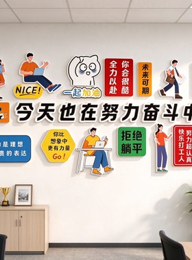 企业文化墙装饰办公室氛围布置挂画公司进门形象标语设计背景墙贴