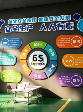 6s管理体系文化墙标识牌公司企业工厂车间安全生产仓库展板墙贴纸