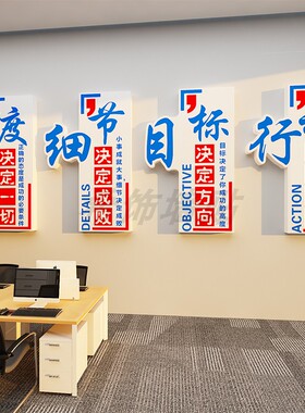 企业文化墙楼梯间办公室墙面装饰工厂励志标语贴公司进门形象布置