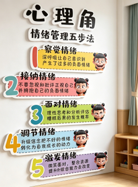 心灵驿站文化墙贴班级教室心理角咨询室贴心理健康辅导室氛围装饰