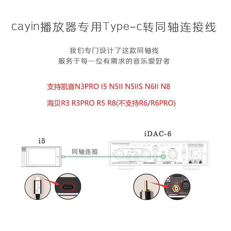 Cayin/凯音 CS-30TCR同轴线tpyeC转rca莲花N62 N8 N3PRO海贝R8 R5 - 图2