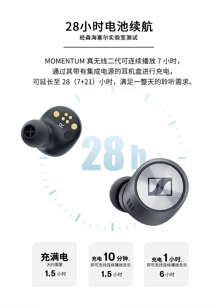 森海塞尔真无线二代 MOMENTUM TrueWireless 2运动蓝牙降噪耳机麦 - 图2