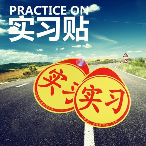 新手贴实习贴标志交警统一实习贴实习牌汽车内饰贴纸女司机装饰贴 - 图0